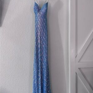 Windsor Blue Sequin Prom Dress